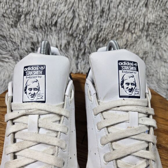 Adidas Stan Smith Mens Sz 7.5 White Grain Navy Blue Trim Vegan Classic Sneakers - Picture 9 of 9